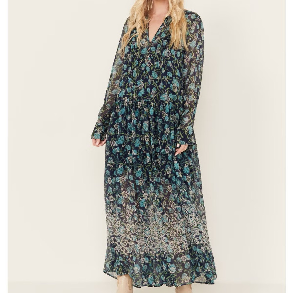 Free people see it through Maxi Dress with Button Detail- small - Picture 3 of 8
